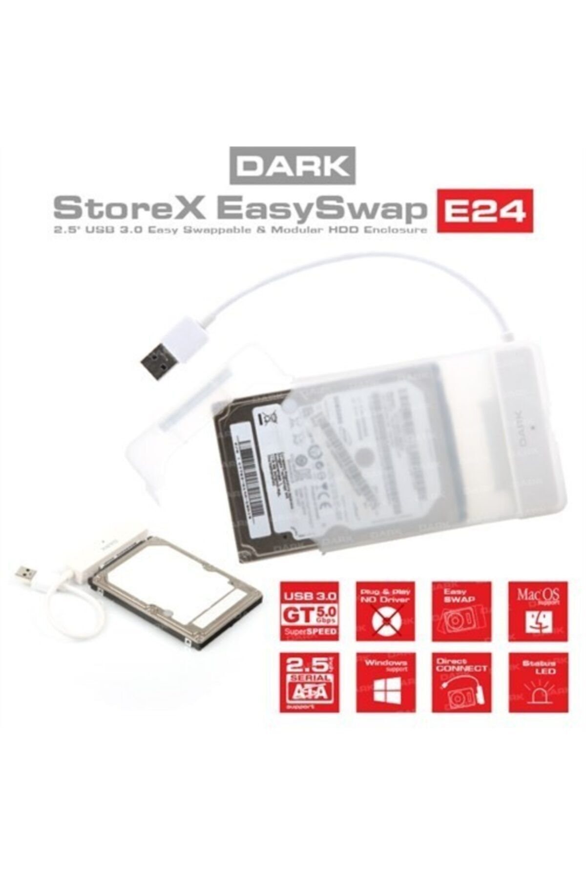 STOREX E24 DARK 2.5 INC SATA HARDDISK KUTUSU